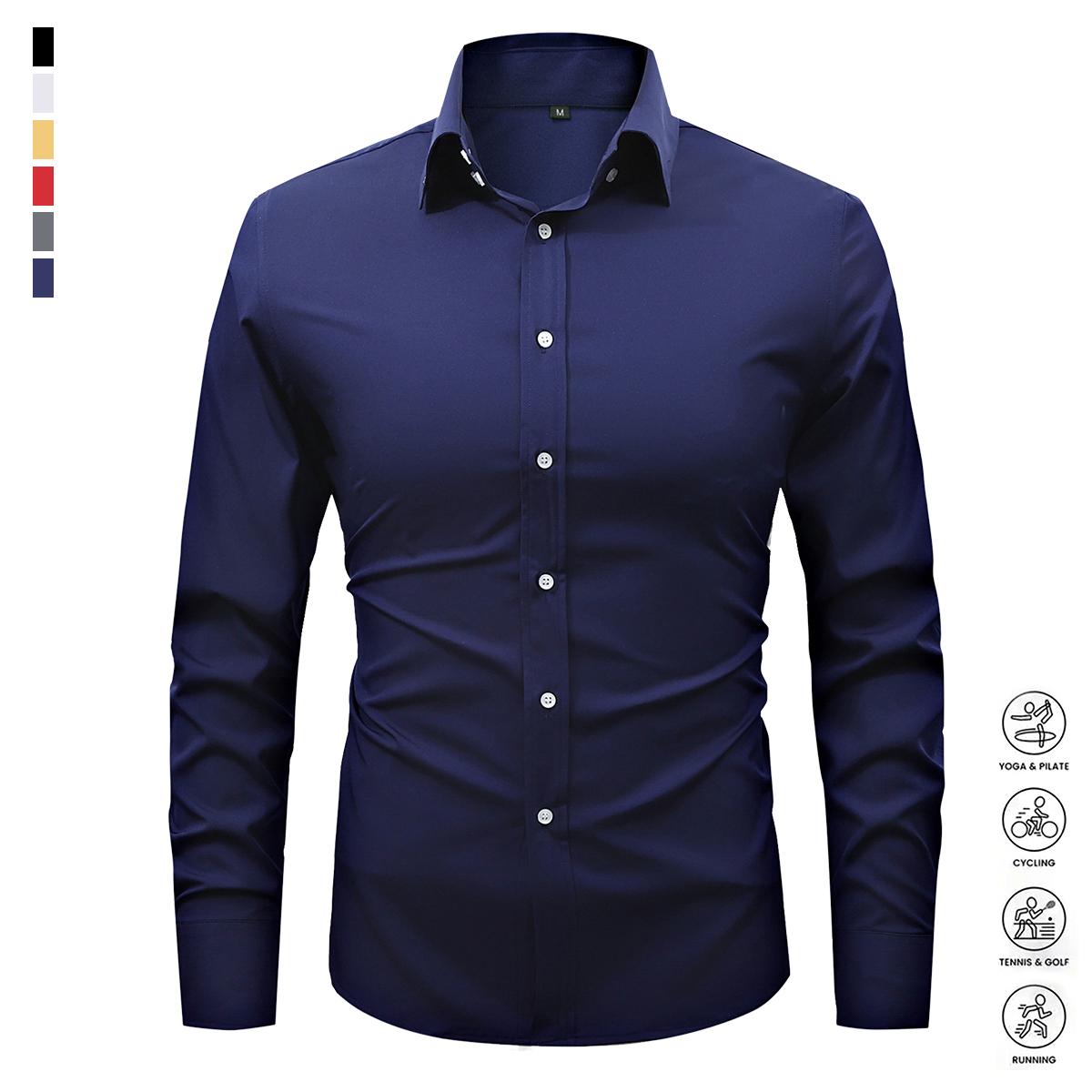 Men's Fashion Shirt, Spring and Autumn Casual Breathable Long Sleeve Button Top