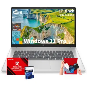 HP 17-inch Laptop for Business and Student - up to 32GB RAM, 512GB SSD, AMD Ryzen 5 7430U, Windows 11 Pro, Fast Charge, Wi-Fi 6, 17.3” FHD Anti-Glare Display,Bundle Accessory