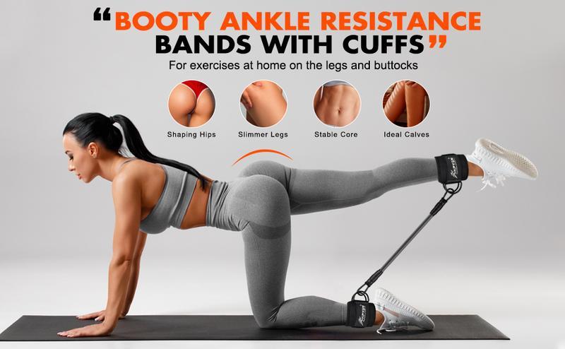 CozyYard Ankle Resistance Bands, Ankle Bands for Working Out with Cuffs, Resistance Bands for Leg Butt Training Workout Equipment for Kickbacks Hip Gluteus Training Exercises, Ankle Strap with Exercise Bands Outdoorfun Fitness