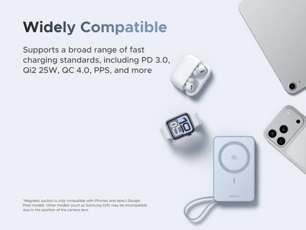 UGREEN MagFlow 10000mAh Power Bank Qi2 25W Certified Wireless Charging Magnetic Portable Charger for MagSafe with Built-in Cable 30W USB-C Battery Packfor iPhone17 Pro Max/Pixel 10 Pro XL,TikTokShopJumpstartSale