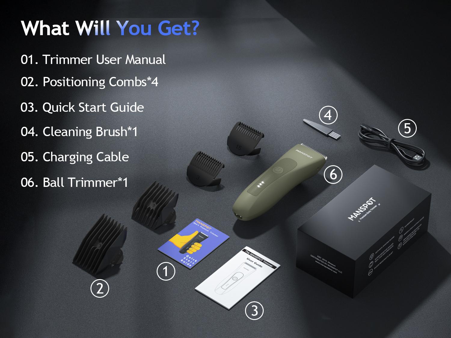 【TikTokShopHolidayHaul】Manspot Premium Electric Body Hair Trimmer for Men - Waterproof Wet & Dry Groomer, Rechargeable Cordless Clippers for Chest Back Arms - Gym Ready Travel Friendly Green Trimmer with Comfort Design-dealsforyoudays