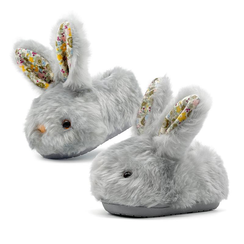 Lumubby Toddler Bunny Slippers for Girls and Boys Soft Plush Non-Slip Warm Winter Indoor Shoes with 3D Eyes and Ears Adorable Design