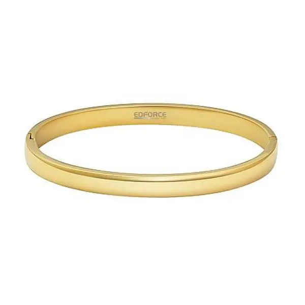 Stately Steel Stainless Steel Round Squared Hinged Bangle Bracelet