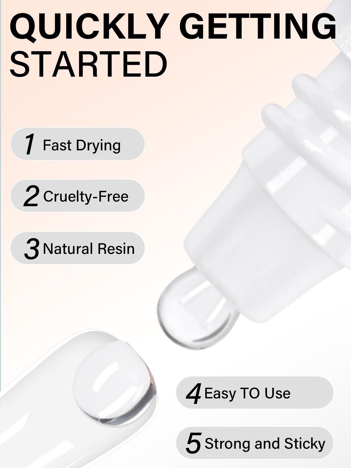 AILLSA Strong Hold Solid Gel Nail Glue 15g/30g UV Lamp Curing Needed Soak Off Long Lasting Easy to Apply Nail Glue for Clear Nail Tips Acrylic Nail Extension Fake Nail Press-ons Nailcare Manicure Cosmetic Winter Nails Glitter