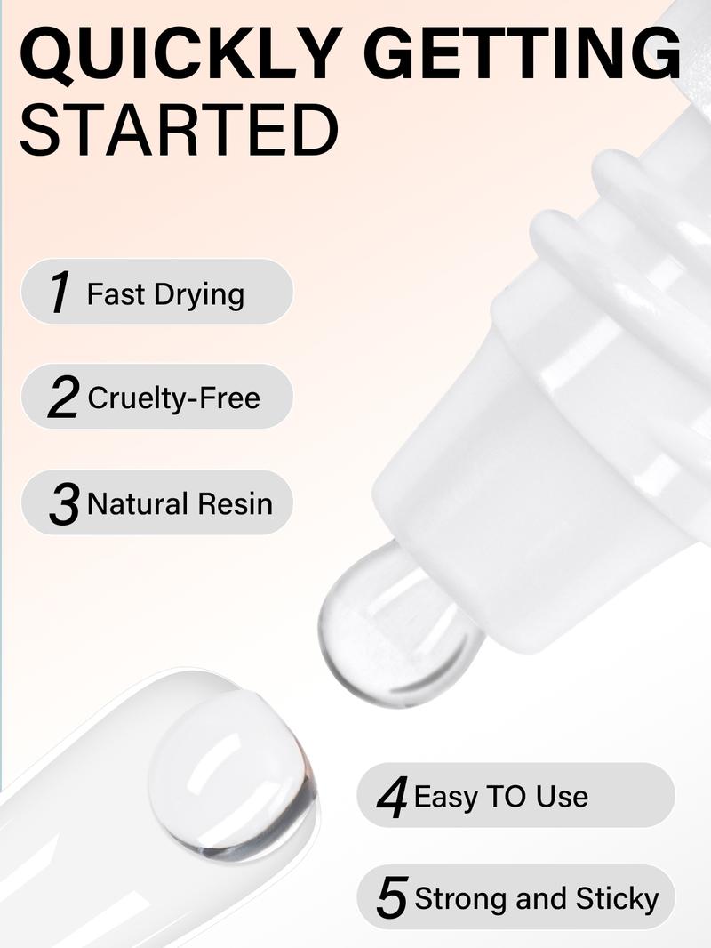 AILLSA Strong Hold Solid Gel Nail Glue 15g/30g UV Lamp Curing Needed Soak Off Long Lasting Easy to Apply Nail Glue for Clear Nail Tips Acrylic Nail Extension Fake Nail Press-ons Nailcare Manicure Cosmetic Winter Nails Glitter