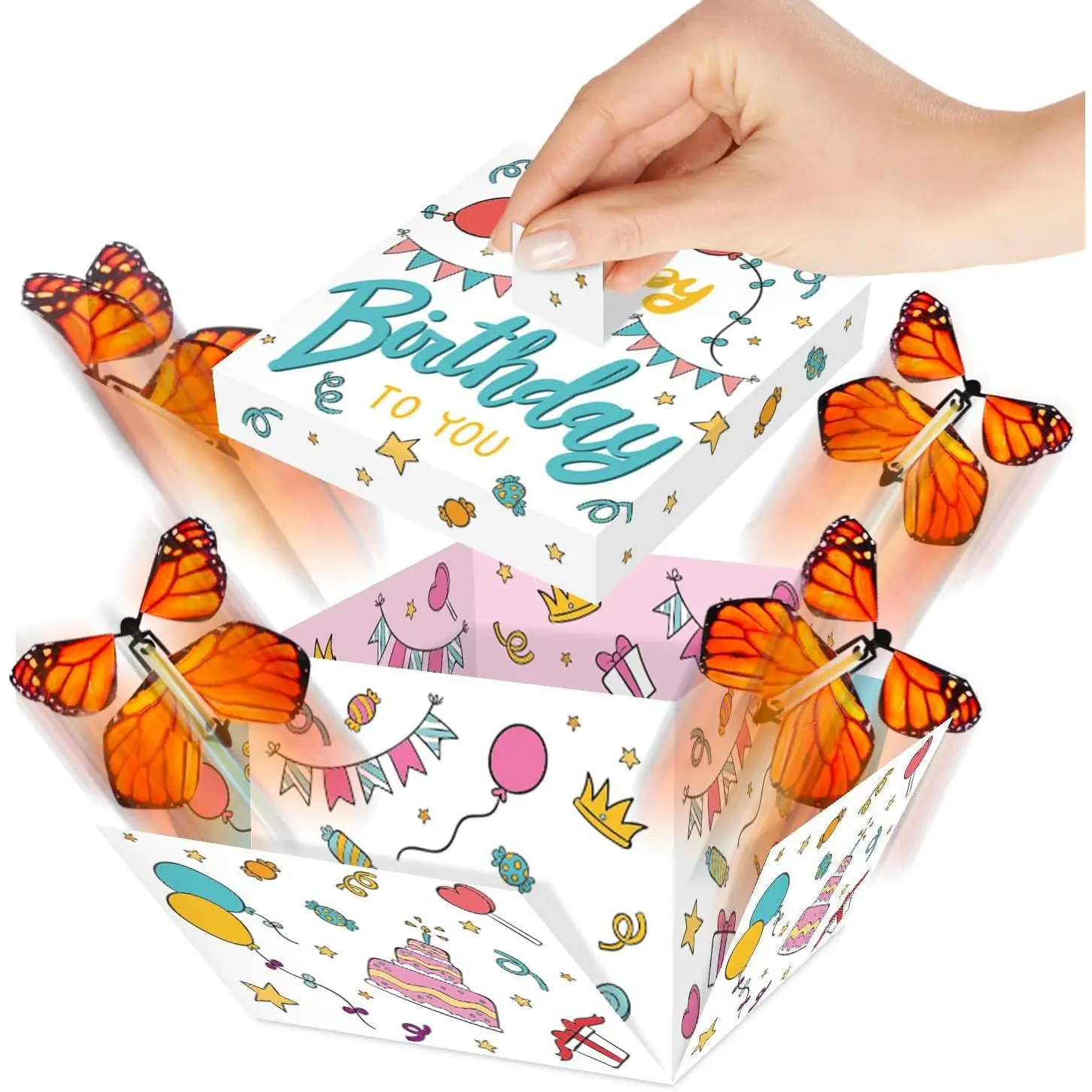 DIY Butterfly Explosion Box, 7.1x5.5x4.3in Prank Explosion-Effect Box, Festive Party Supplies, Gift for Birthday