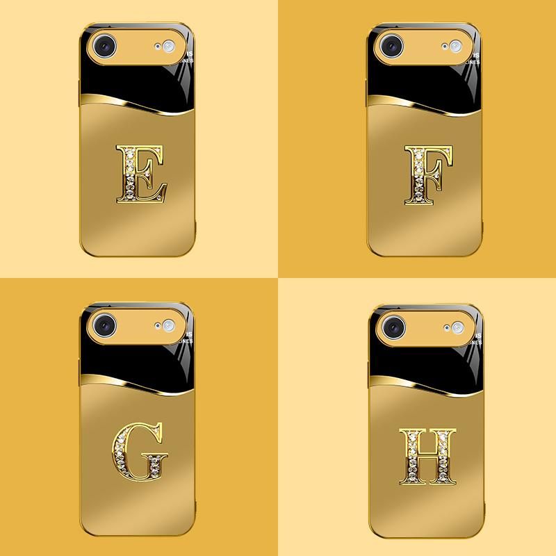 Suitable for [iPhone 17 Air] New high-end gold letter glass mobile phone case New business simple metal paint electroplating gold glass mobile phone case Affordable price Anti-drop and anti-fingerprint 995