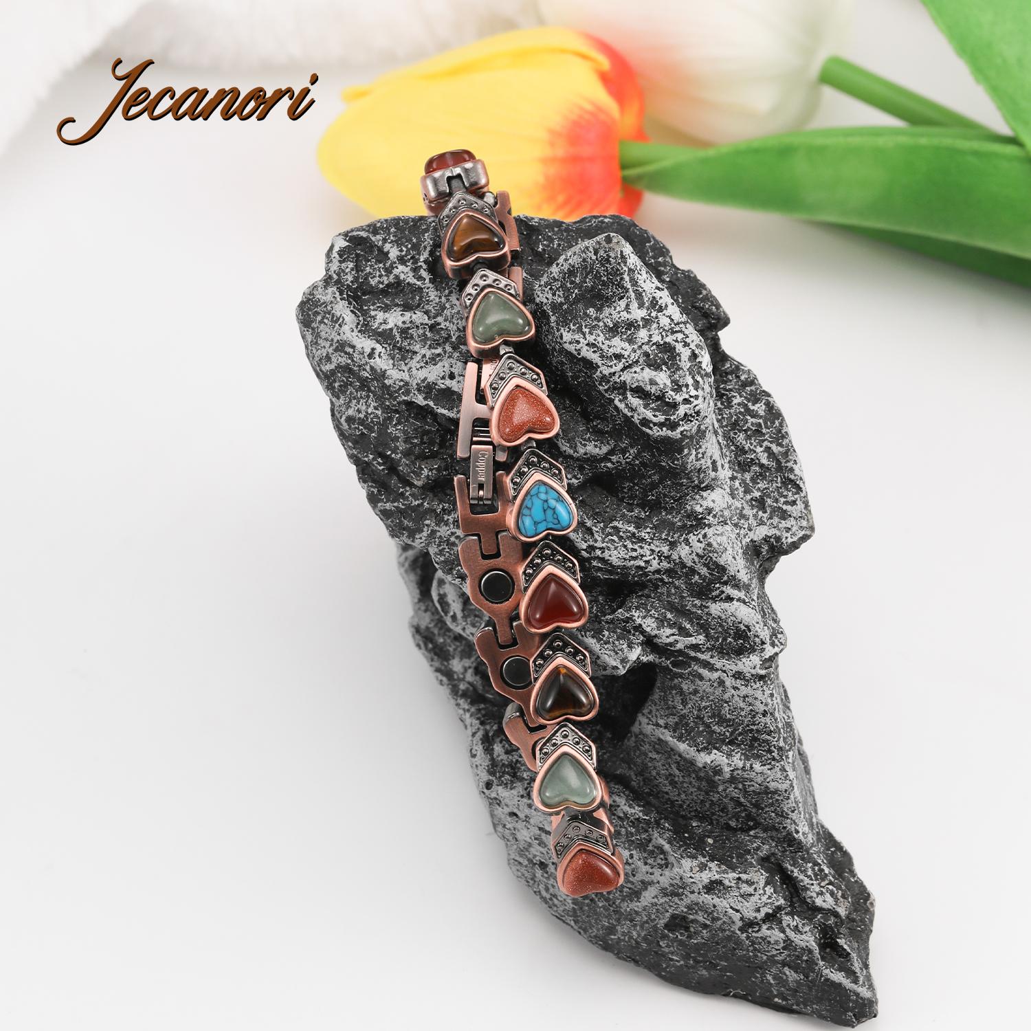 Jecanori Copper Bracelet for Women, Pure Copper Magnetic Bracelets ,Natural Unique Gemstone,  Gifts for Women