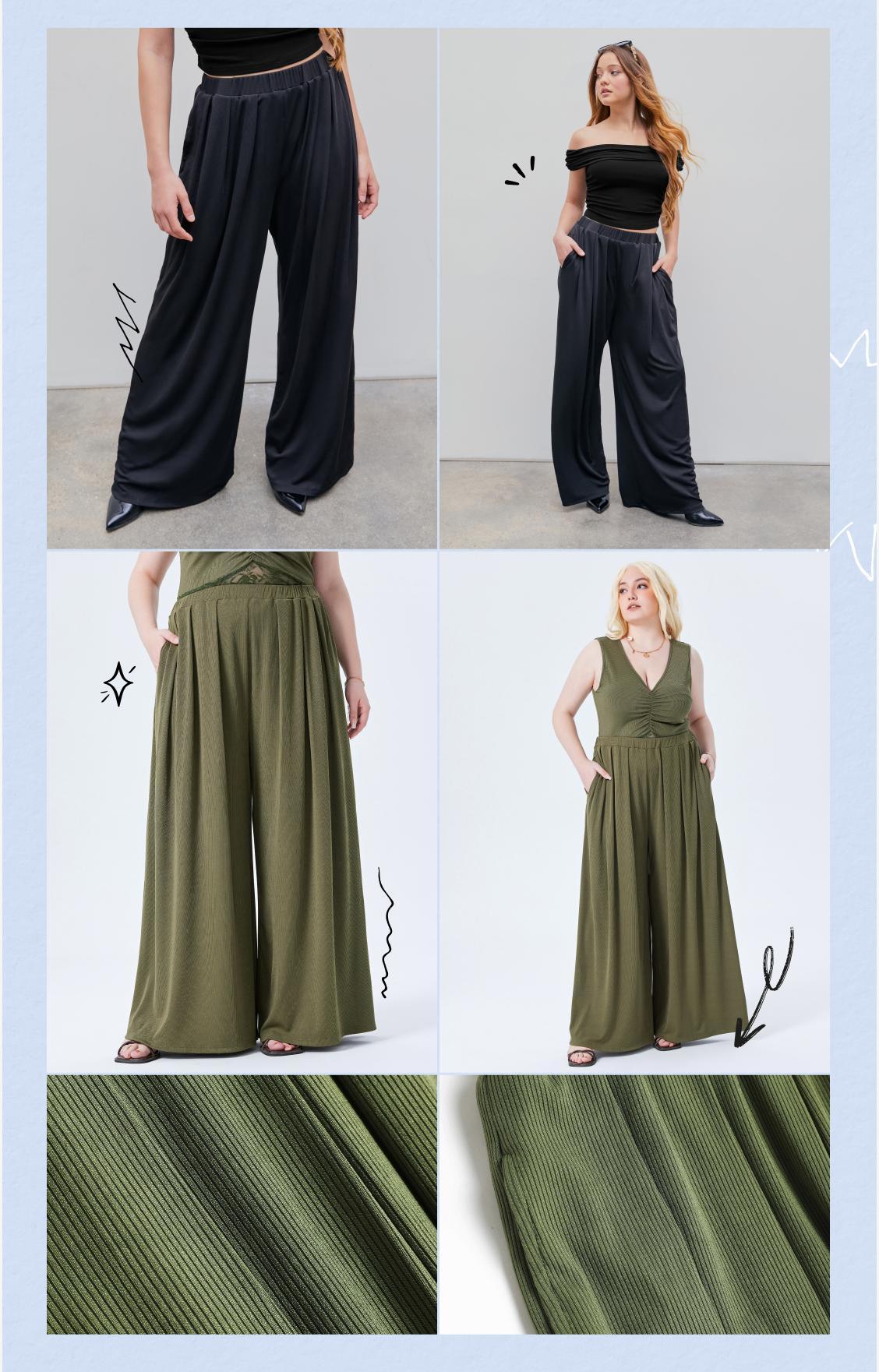 Cider Women's Stretchy Wide Leg Pants with Pocket, Elastic Waisted Lightweight Work Pants, Office & Daily Stretch Trousers, Available in Multiple Colors & Sizes, Breathable Lightweight Fabric for All-Day Wear, Lady Comfort-First Work Pants