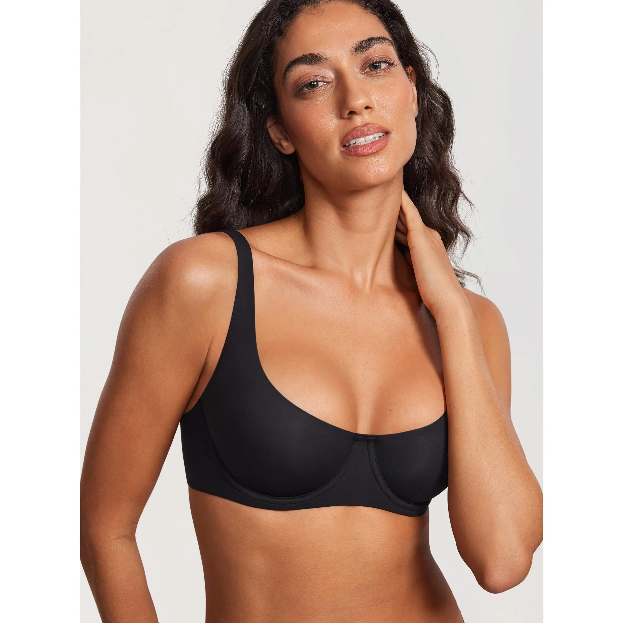 Balconette Bra Unlined Underwired Adjustable Straps Double Layer Cup
