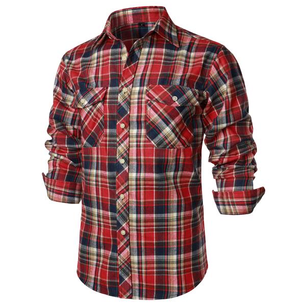ZEROYAA Men's Casual Regular Fit Button Up Flannel Checked Plaid Shirts with Pockets Menswear shirts for men camisa para hombre christmas gifts for dad
