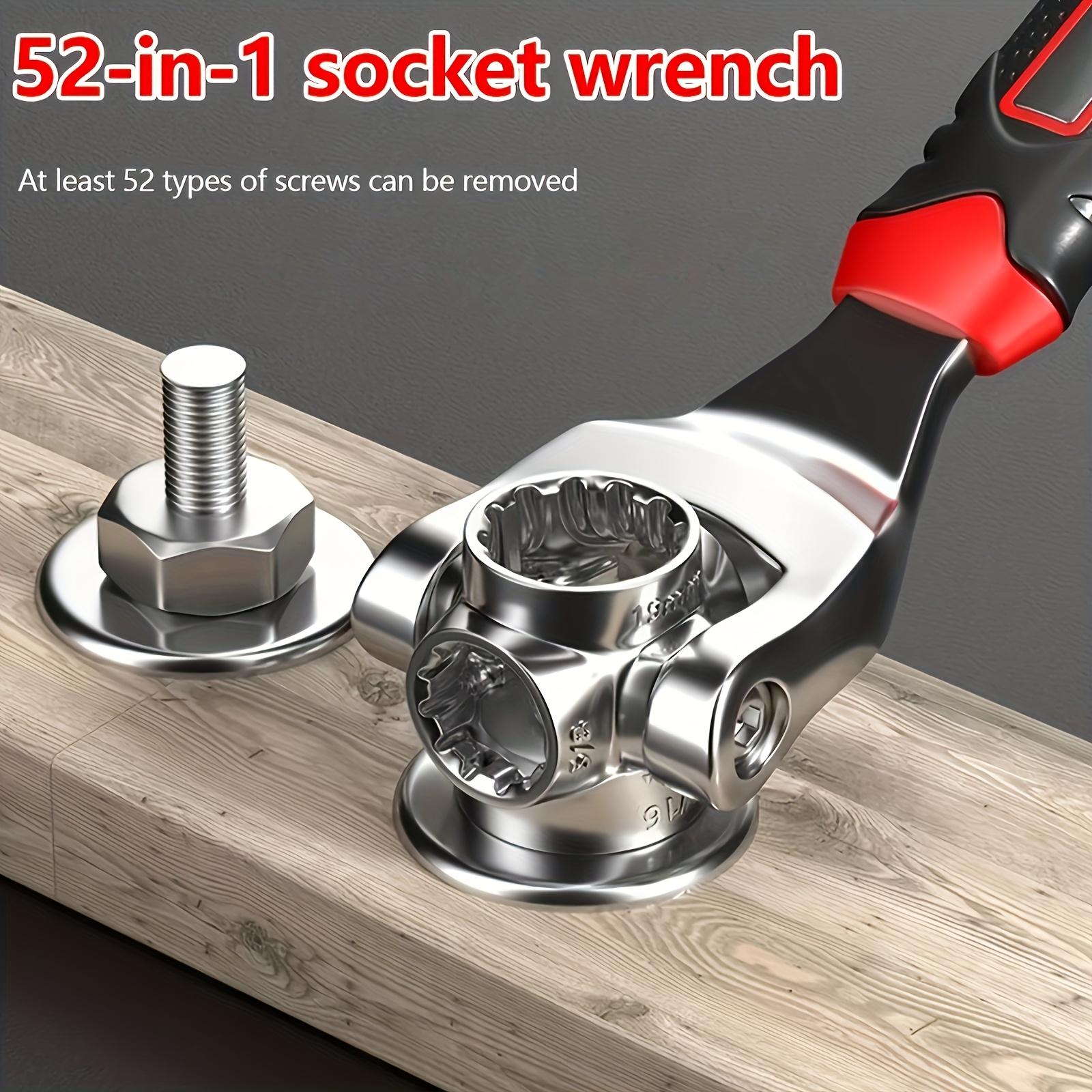 【summervibes】52 In 1 Universal Socket Wrench, Chrome Vanadium Steel, Multi-function Wrench Tool with 360 Degree Rotating Head Spanner Tool for Home and Car Repair  more than 48in1 Multi-Purpose Ratchet panner Set Universal Double-ended Wrench Tool