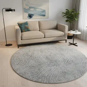 HomeRoots 644020 8 ft. Ash Gray & Charcoal Geometric Washable Round Area Rug with UV Protection