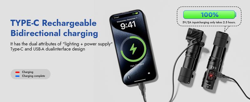 WUBEN L1 Dual-Swivel Head Flashlight, 2000 Lumen High Lumens Rechargeable Light, Dual Light Sources, IP68 Waterproof Magnetic Camping Flashlight for Home Outdoors Emergency, TikTokShopBlackFriday