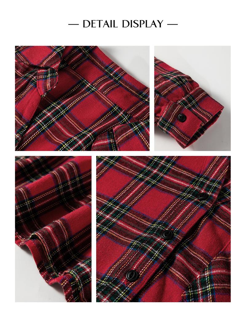 Asvivid Women's Classic Plaid Shirt Collar Half Button Ruffle Hem Long Sleeve Mini Dress for Casual Wear Christmas Holiday