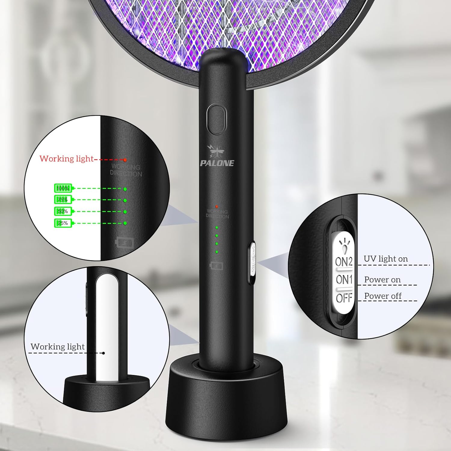 The Electric Aircraft 4000V Worm Racket 2 Plus 1 Flies Tremble with a 1200mAh Battery USB Charging Base, 3 Layer of Safety Nets, Father's Day gift, Indoor and Outdoor