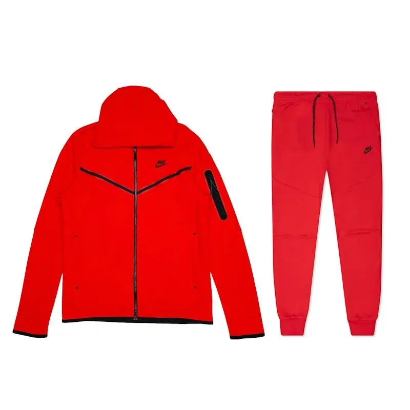Nike Sportswear Tech Fleece Full Zip Hoodie & Joggers Set University Red (men) by StockX