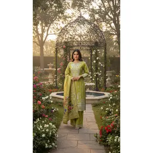 Khaddar Embroidered Mehendi Green Suit