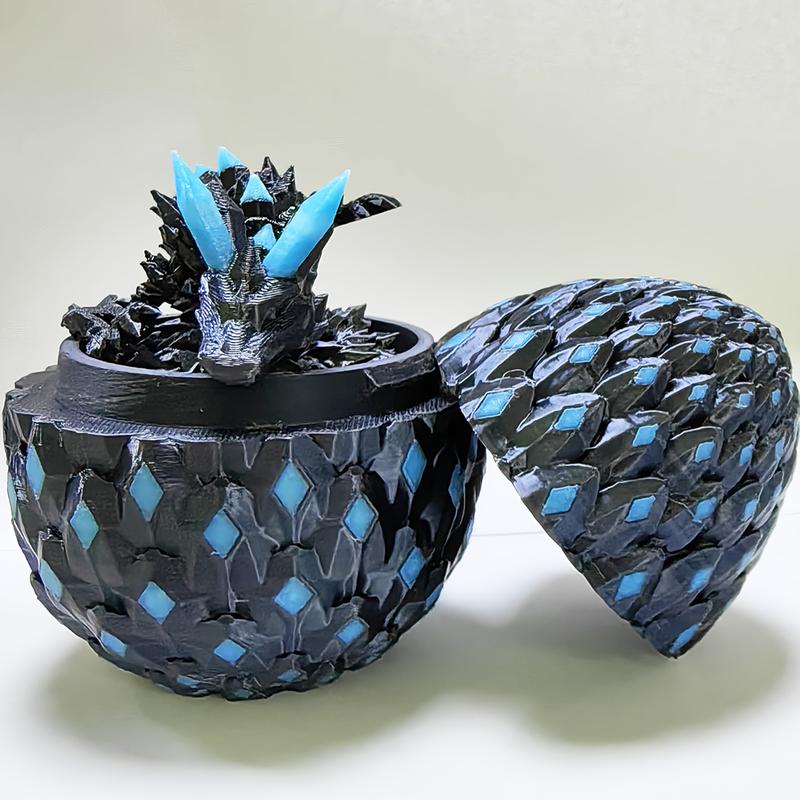 1set 3D Printed Dragon with Eggs Mystery Dragon Egg Glow in The Dark 3D Print Dinosaur Eggs for Home Decor Funny Gift Staute