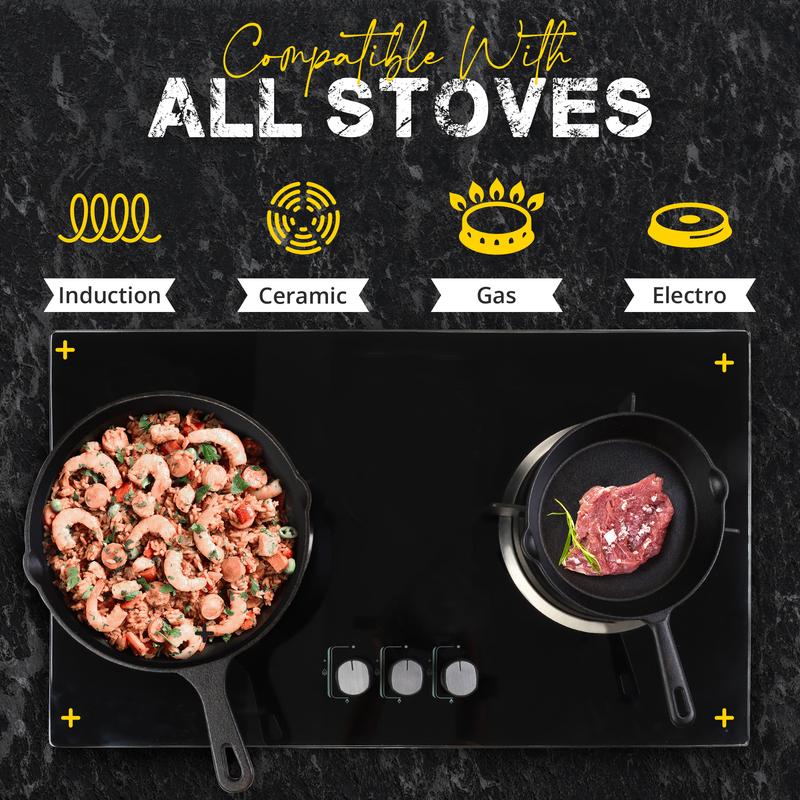 【Black Friday Deal】Utopia Kitchen 3-Piece Black Cast Iron Skillet Set – Pre-Seasoned Frying Pans – Oven, Stove, Grill, Campfire Safe – Easy to Use