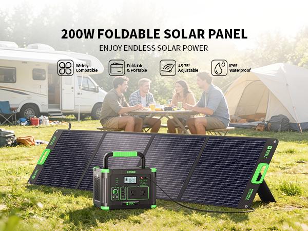 EBL 200W Solar Panel - Foldable Portable Charger with 4 Kickstands | Pro-Grade Off-Grid Power for RV, Camping & Emergencies