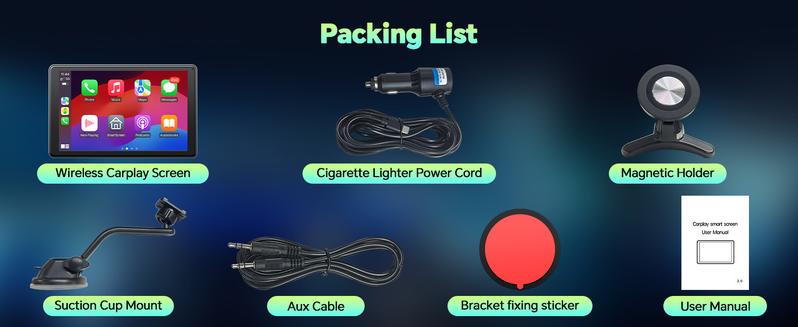 【Valentines】LAMTTO 8-Inch CarPlay Screen for Vehicles — Suction Cup Mount and Magnetic Holder Install on the Air Vent Without Blocking the Driving View. Portrait Mode for Shorts Viewing and Landscape Mode for Movie Playback