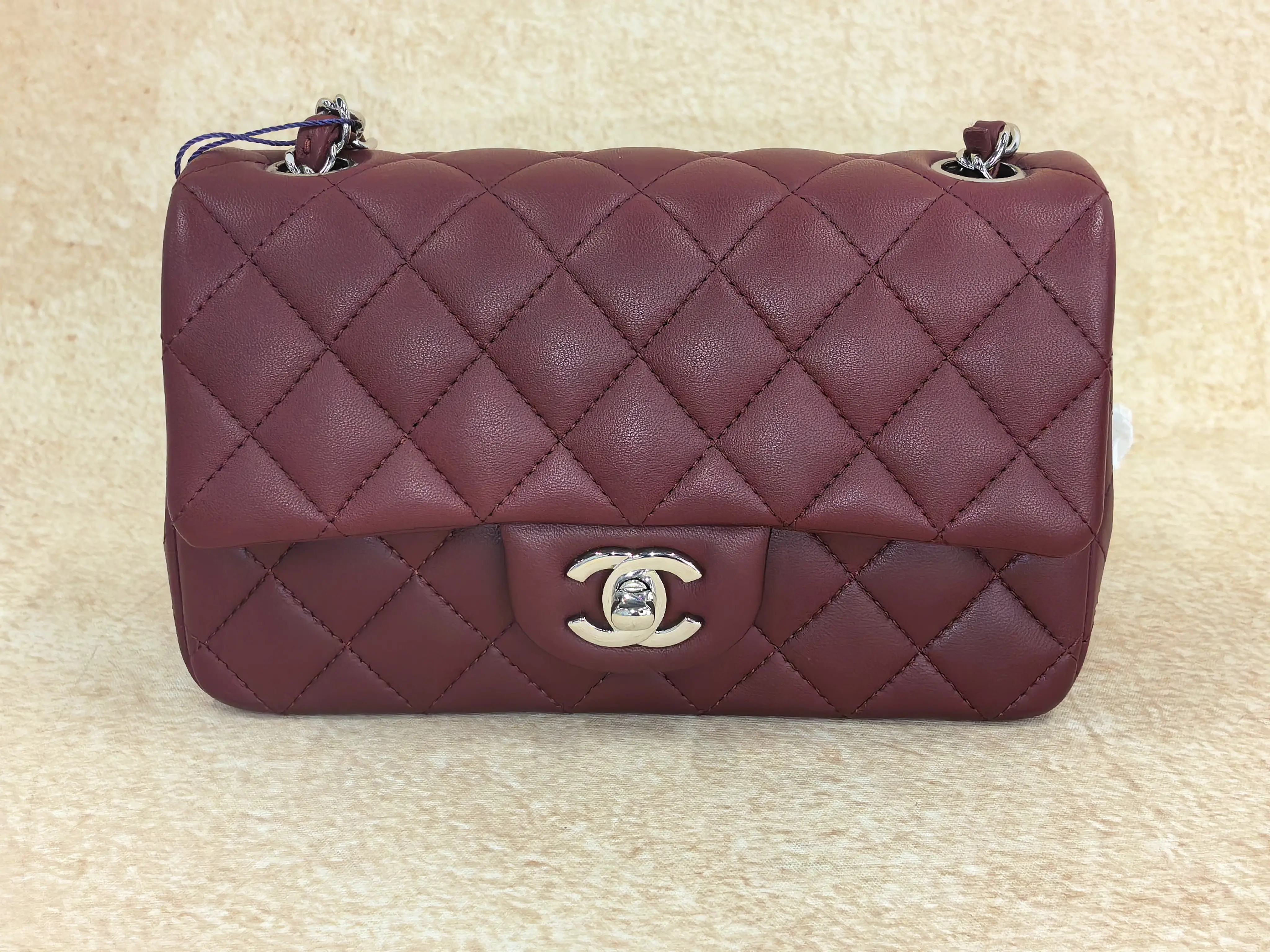 Pre-owned CHANEL Burgundy CF Lambskin Mini Rectangular Flap Bag