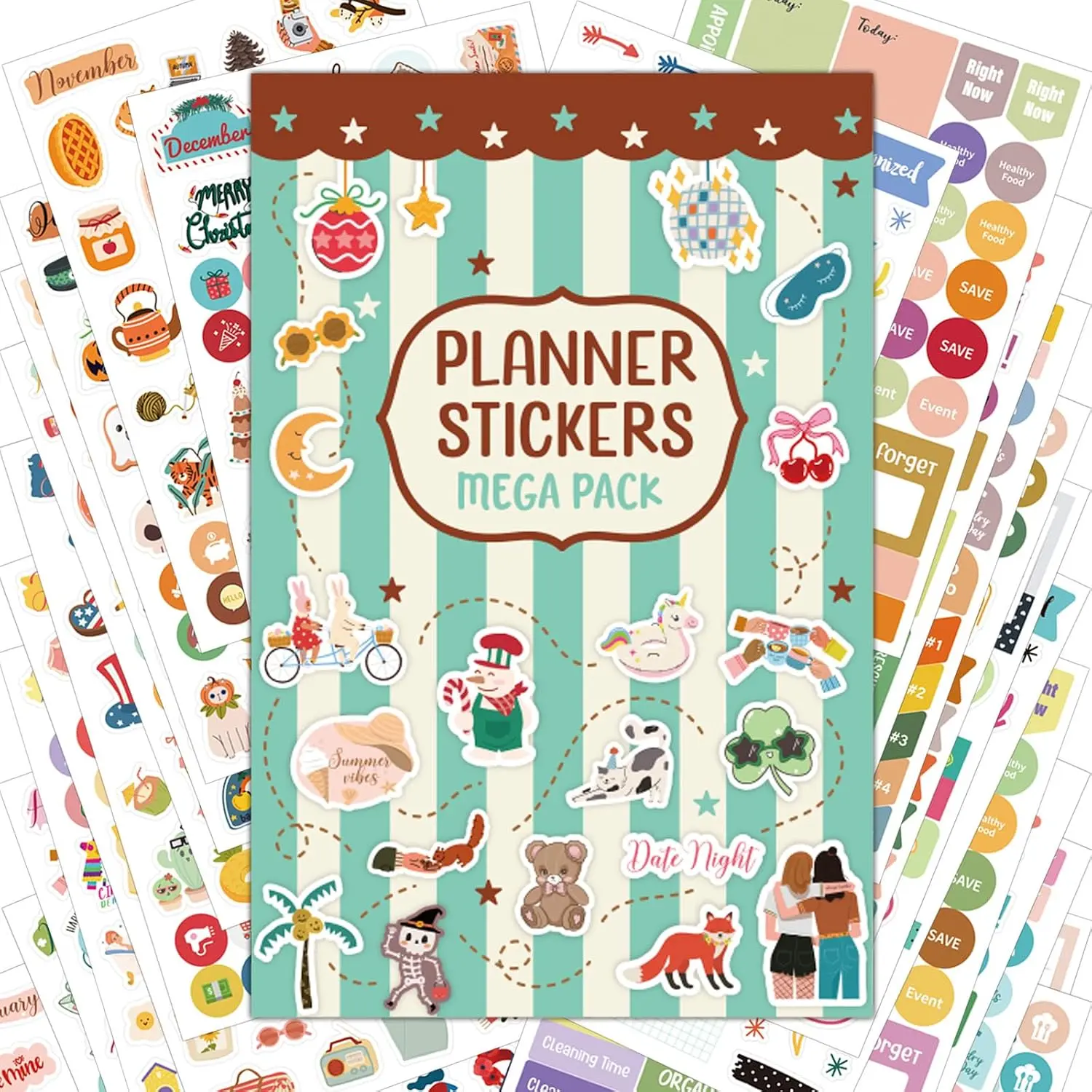 Modern Planner Stickers Set - 1021 Pcs, 24 Sheets Functional Sticker Book (Single/Bundle), ADHD-Friendly All-Year Organizer Decals for Adults (Holiday, Daily Routine Use)