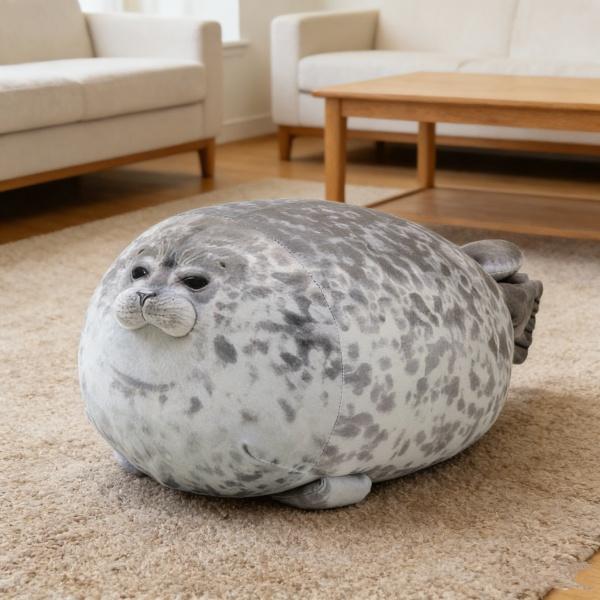 Chubby Blob Seal Pillow 11.8" Stuffed Cotton Plush Animal Cute Ocean Companion Valentine's Day Easter Gift for Kids Adults