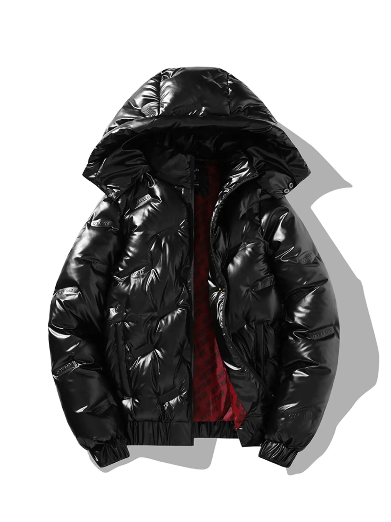 Men's Winter Warm Hooded Casual Jacket, Long Sleeves, Detachable Hat, Fashion Trendy Stylish Loose Relaxed Fit, Windproof Waterproof Quilted Puffer Thick Shiny Cotton Coat, Fashionable Jacket, Menswear
