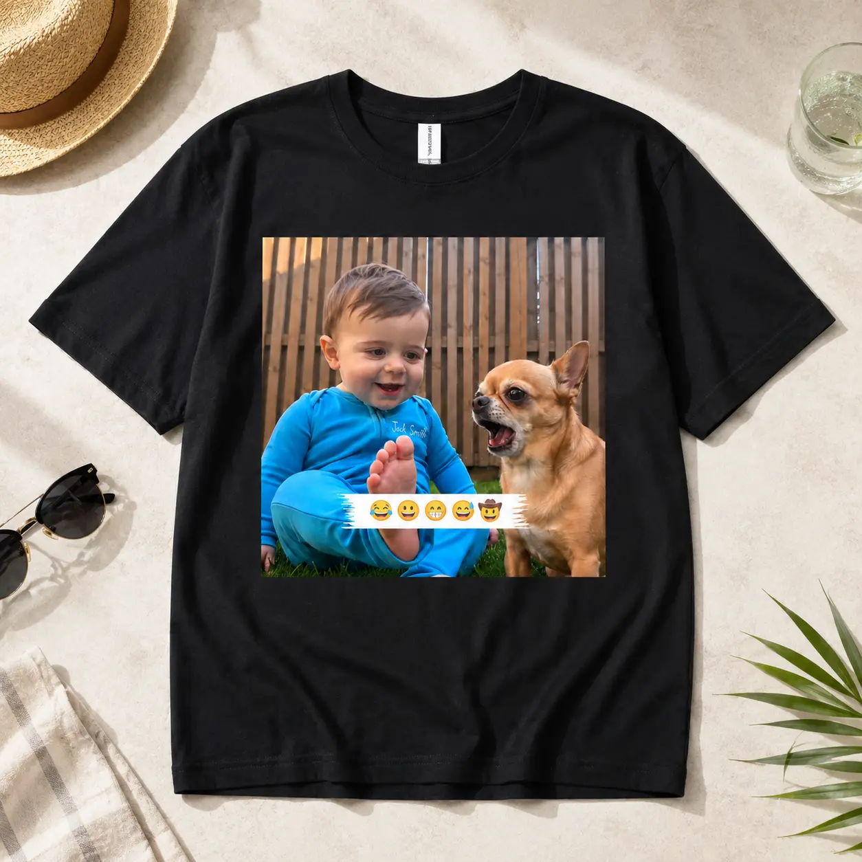 Custom Photo T-Shirt - Round Neck, Unisex Relaxed Fit, Multi-Size, Photo Printing Graphic Tee for Everyday Wear (Baby & Pet Personalization)