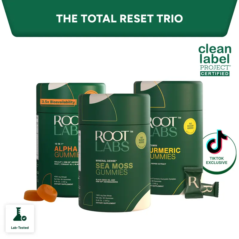 The Total Rest Trio | Alpha + Sea Moss + Turmeric Gummies | New Year New Me Edition | Energy, Recovery & Daily Balance | Start 2026 Strong | Vegan Wellness Bundle