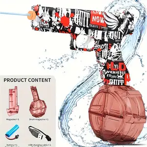 High-Capacity Electric Water Gun Toy, | Dual Magazine Design, High Storage 465CC/650CC, Long Range, Battery-Powered, USB-Chargeable, Kids AdultsToy Summer Pool Beach Backyard Water Toys