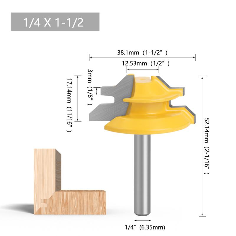 45° Lock Miter Router Bit for Woodworking Milling Grooving Cutter Tenon Joint Tool for Router Tables DIY Furniture Cabinet Making Engraving Machine Tool Accessories Hardware – Perfect for Corner Joints, Wood Joinery, Carpentry & Woodworking Projects