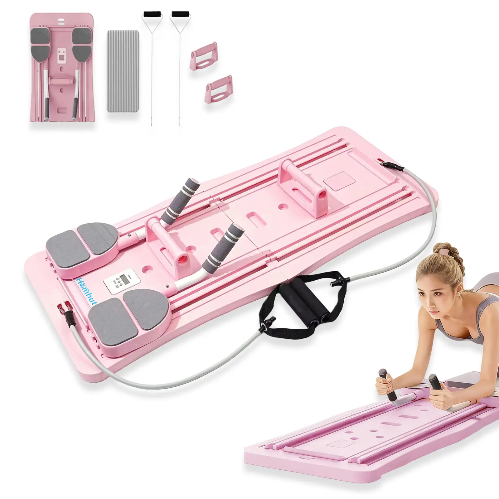 4-in-1 Portable Foldable Pilates Training Board Set, Home Core Strength Training Equipment for Pilates Exercises & Fit-at-Home Workouts