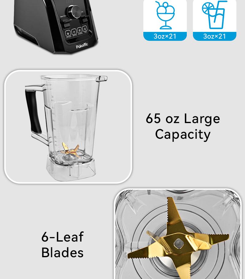 SUSTEAS Professional Blender 1200W – Crush Ice, Smoothies & More – 9-Speed Settings + Pulse – 65oz Large Capacity