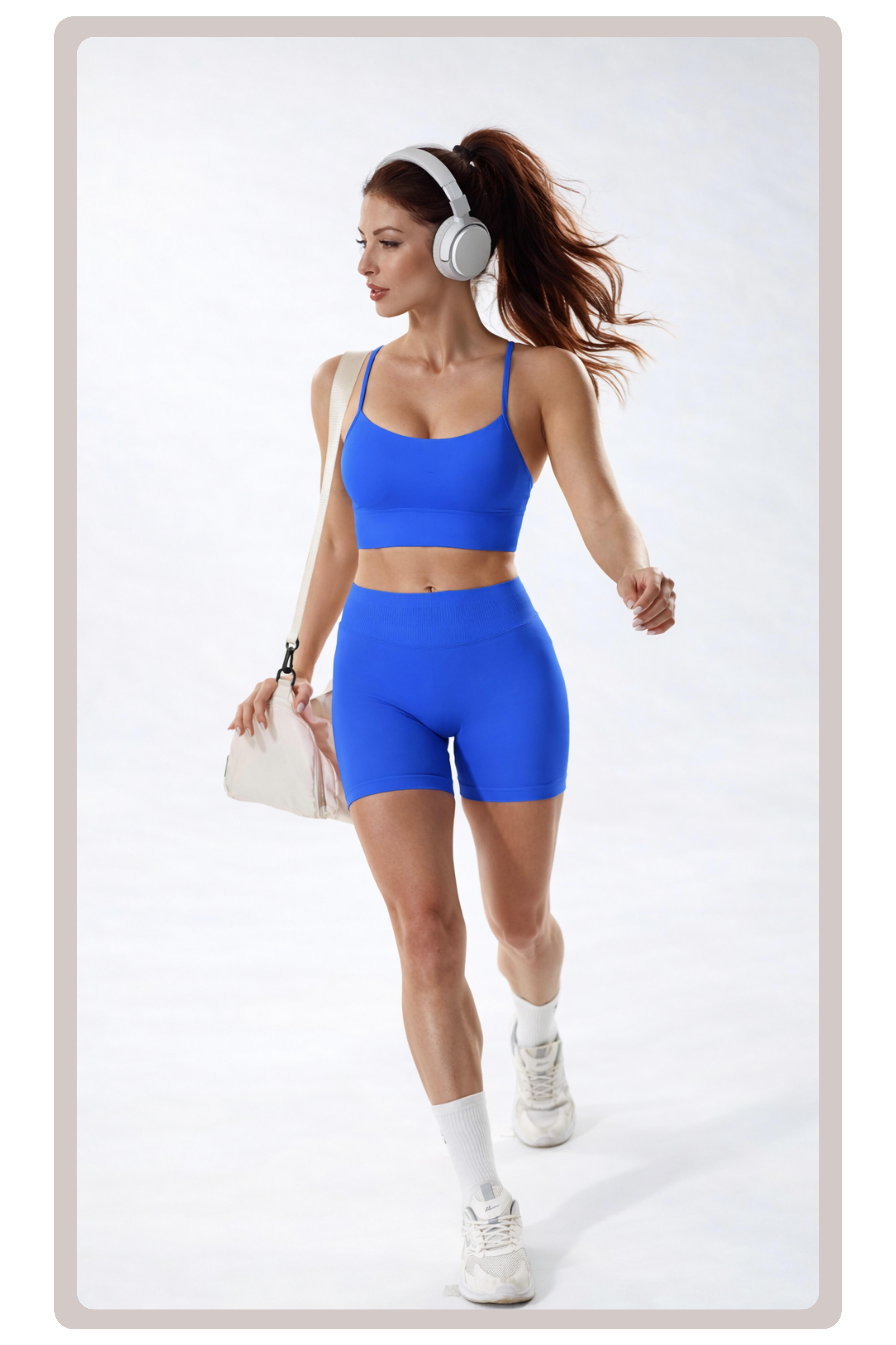 Coral Canton 2pcs Sports Shorts High Waistband Butt Lifting