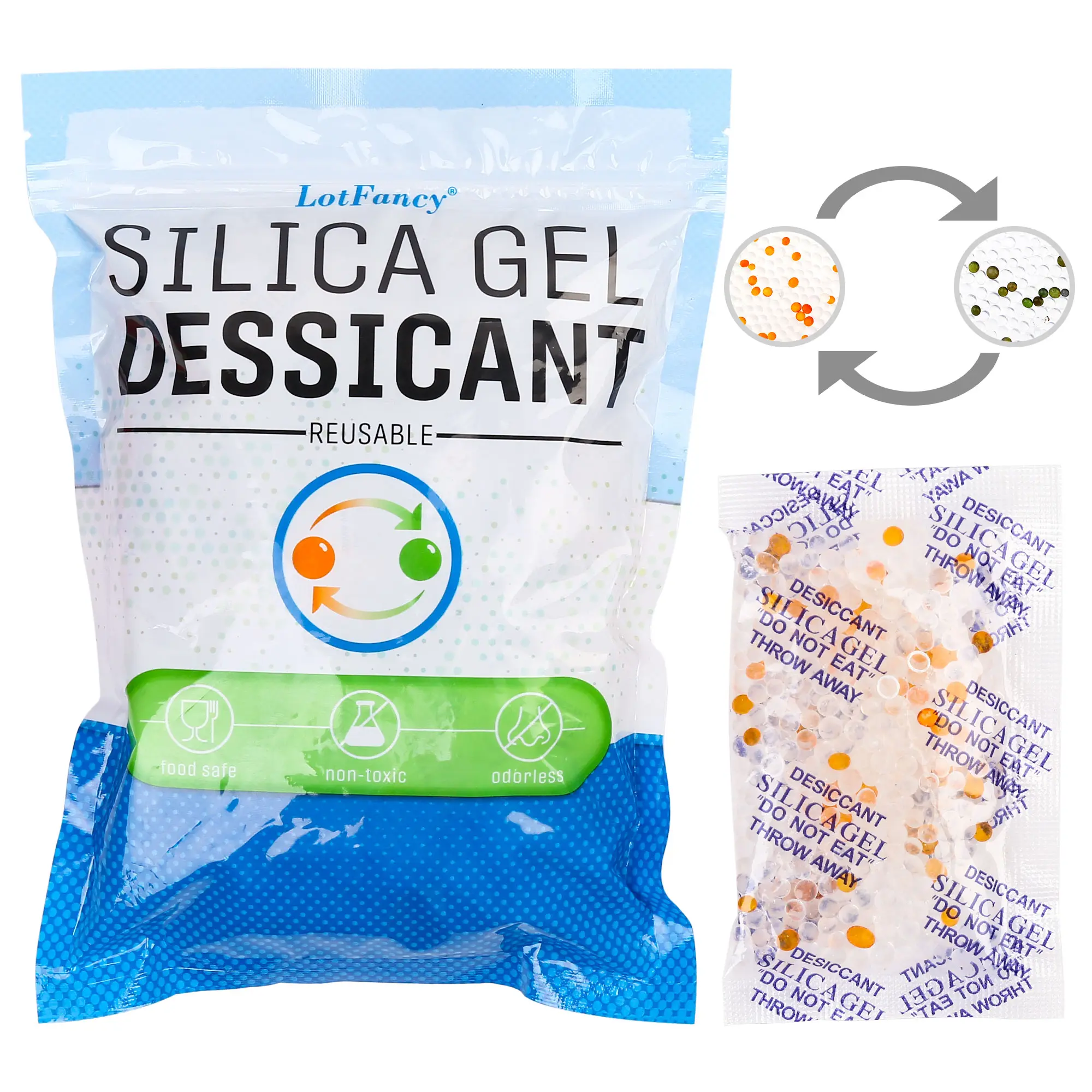 LotFancy 40 Packs 10g Silica Gel Desiccant Packets Moisture Absorber Drying Bags Reusable Non-Toxic Odorless