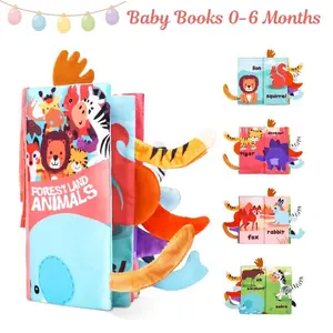 High Contrast Crinkle Baby Book for 0-12 Months, Tummy Time Sensory Toy, Touch & Feel Early Learning Tool with Soft Cloth Material
