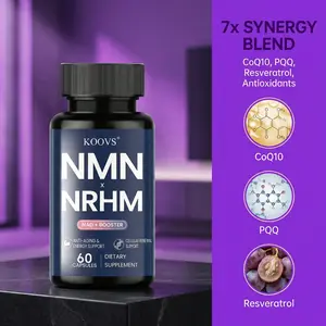 KOOVS NMN + NRHM (650mg NMN + 100mg NRHM) Per Serving, NAD+ Support with CoQ10 PQQ Resveratrol for Cellular Energy & Healthy Aging
