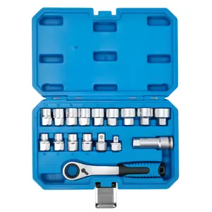 SnapFixMate 17-Piece Pass Through Socket Set, Metric 10–24mm, Hollow Ratchet Socket Kit for Automotive Repair & Machine Maintenance