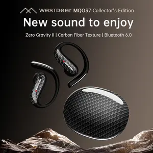 WestDeer Open-Ear Bluetooth Headphones, Ultra-Light Carbon Fiber Sport Headphones with Earhooks, IPX5 Waterproof & Sweatproof, 145H Playtime, Secure Fit for Running, Cycling & Workout