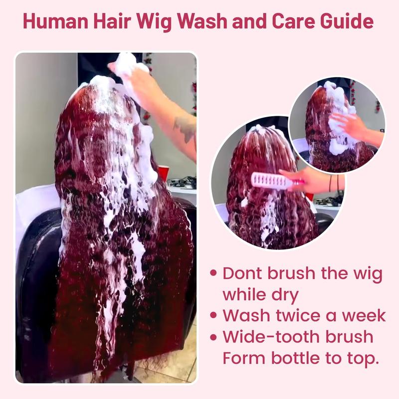 99j Burgundy 13x6 Deep Wave Lace Front Wigs Human Hair  HD Transparent Lace Front Wigs Human Hair for Women 180 Density Pre Plucked Wet And Wavy Red Colored Deep Curly Lace Frontal Wig