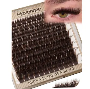 Brown Eyelash Clusters Wispy Volume Cluster Lashes Faux Mink Lash Clusters Fluffy Cluster Eyelash Extensions Thick Lash Extensions Dark Brown Individual Lashes Clusters (108PCS, CC Curve, 10-16MM)