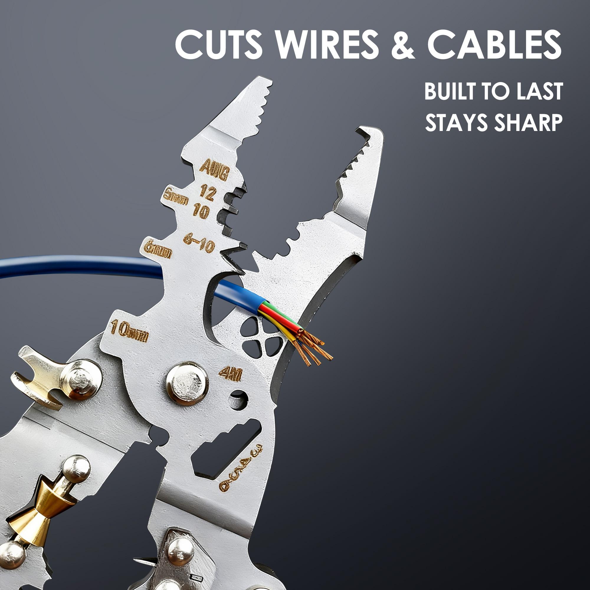 16 in 1 Professional Multi - Function Pliers with Flathead & Phillips Screwdrivers, Wire Stripper, Crimper, Hex Key Wrench, Bolt Cutter, Voltage Tester, Cable Cutter, Wire Spooler, Puncture Knife, Precision Wire Cutter, Hex Socket, Insulated Grip