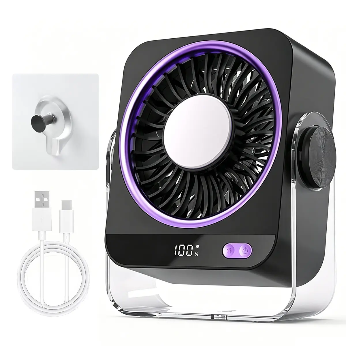 Desktop Fan Turbo Table Fan Travel Vacation Essentials for Office 199-Speed Digital Display Low Noise Rechargeable Battery Dual Adjustment Modes Quiet Cooling Quiet Desk Fan Portable