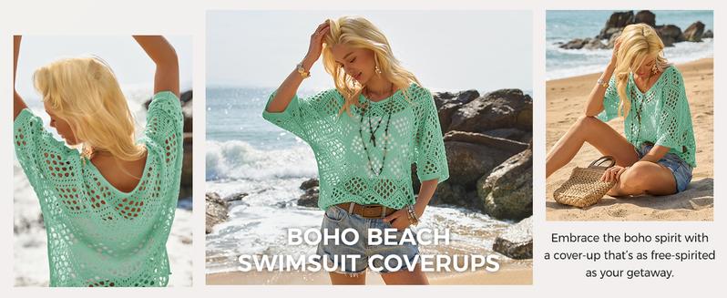 Fisoew Women's Bohemian-Inspired Beige Crochet Top with V-Neck #Springtok #TikTokShopJumpstartSale Casual Chic Fisoew Women's Bohemian-Inspired Beige Crochet Top with V-Neck #Springtok #TikTokShopJumpstartSale Casual Chic