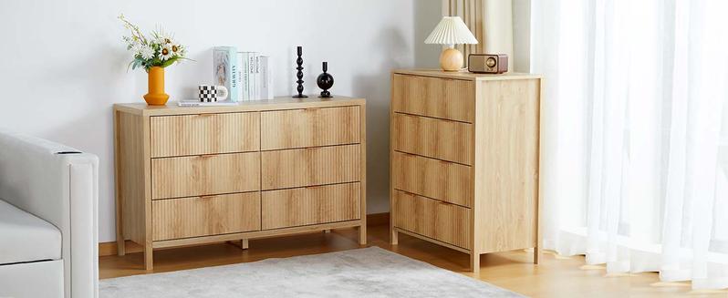 Giratree 6 9 Drawer Dresser Cabinet, Long Nightstand with Drawers and Storage Cabinet, Boho Solid Wood Dresser TV Stand, Mid Century Modern Nightstand with 6 Drawer Dresser for Bedroom Closet