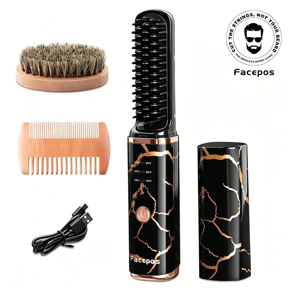 Beard Straightener for Men, 3 in 1 Beard Straightening Comb with Adjustable Temp & Ionic Technology for Men Him Dad Husband Birthday Christmas Gifts