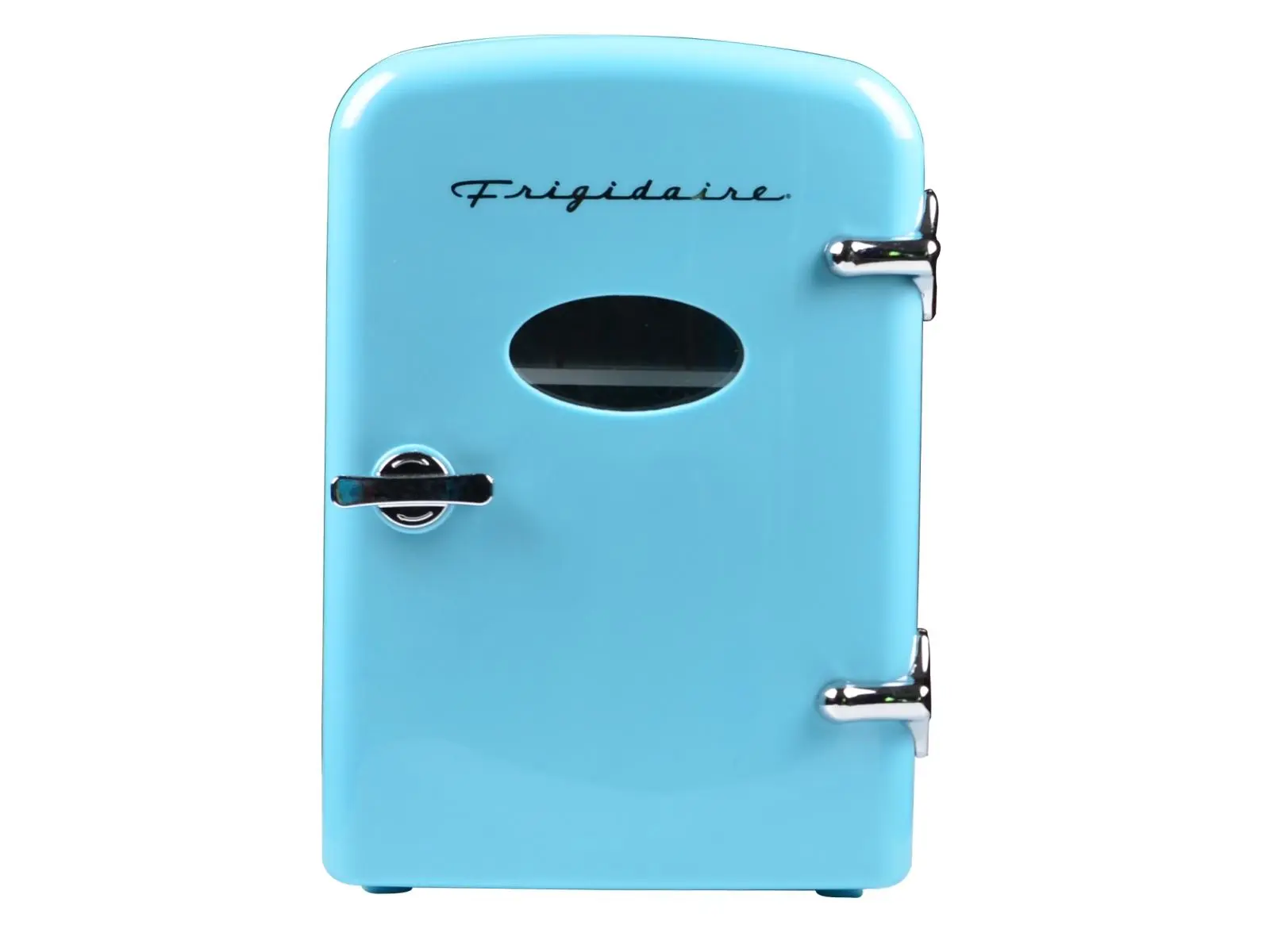 Frigidaire EFMIS129-BLUE Retro Look Mini Fridge - 4L Cap Plastic/Metal Compact Portable Cooler with Secure Hinges, Locking Door, Dual Plug-In for Dorm Room, Small Spaces (RV/Dorm Users)
